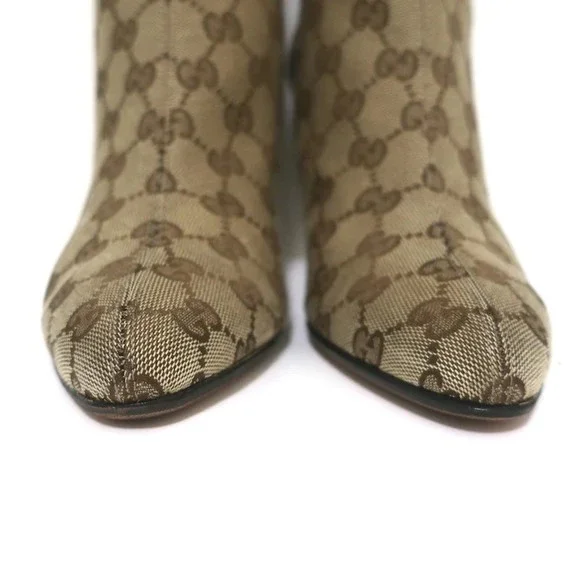 Gucci GG Monogram Canvas Knee High Boots Ebony Size 8 - Picture 5 of 12